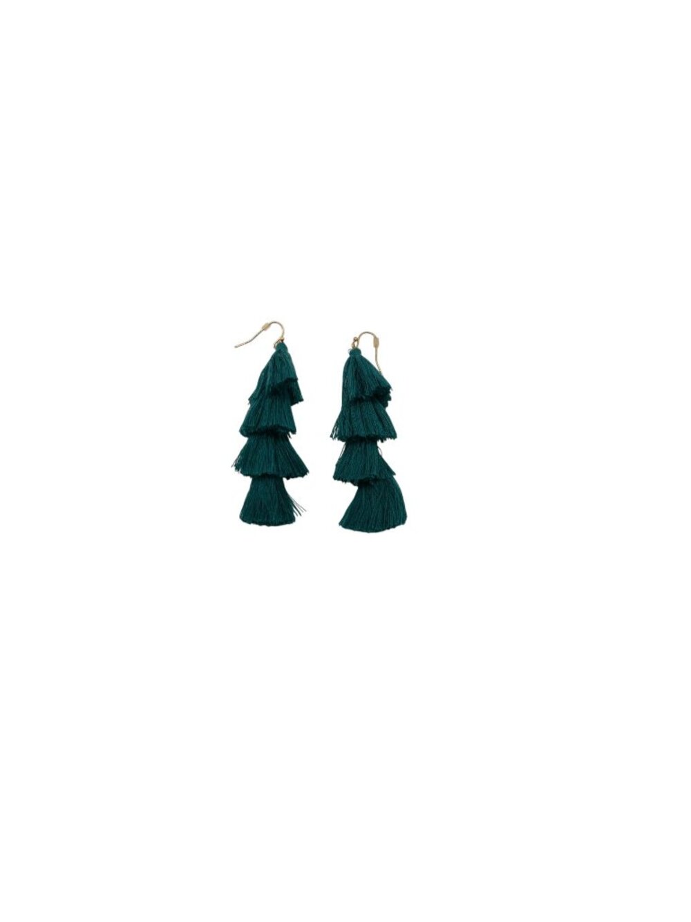 NWOT Unbranded 4 Tier Tassel Earrings Teal Dangle Drop Boho Statement Jewelry